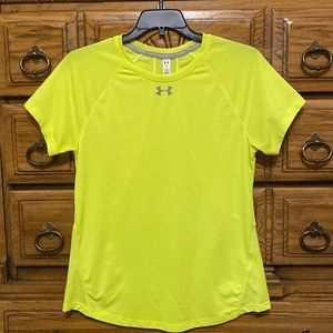 UA Heatgear Run Shirt Fitted Bright Yellow Size Medium